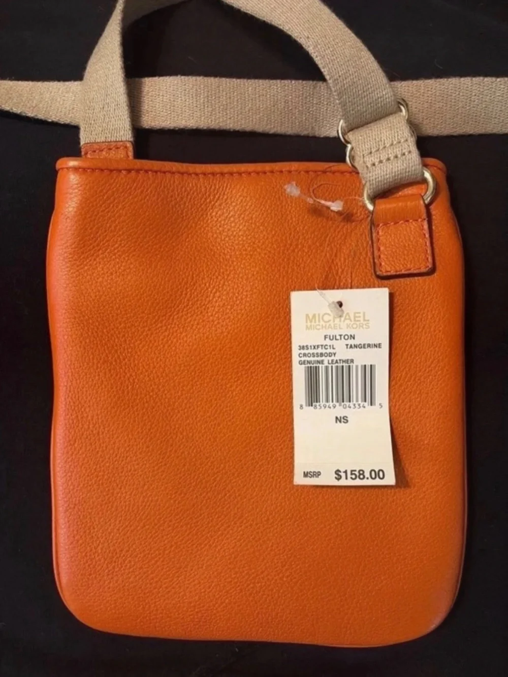 NWT Michael Kors Fulton Tangerine Leather Crossbody Bag